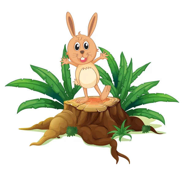 一只兔子上面树桩 — 图库矢量图片