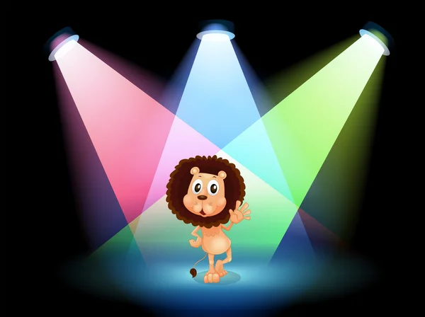 A lion in the spotlight — Stock Vector