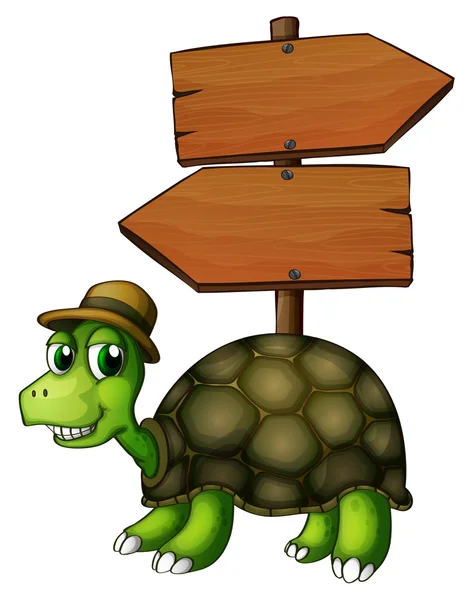 A teknős egy üres arrowboard — Stock Vector