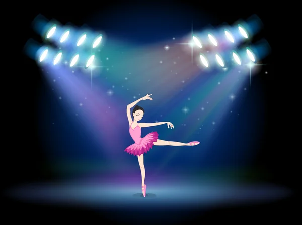 Una mujer bailando ballet con focos — Vector de stock