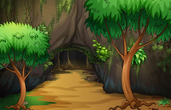 森の洞窟 — ストックベクタ
