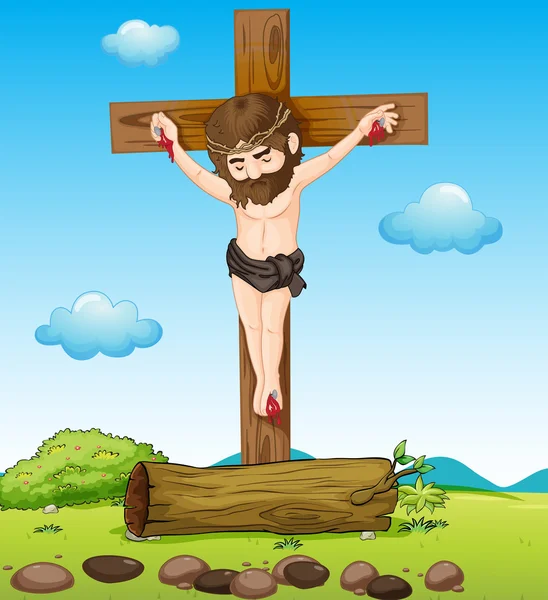 Jesus Christ at the cross — Stock Vector