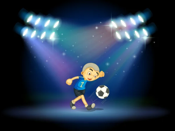 A young football player at the stage — Stock Vector