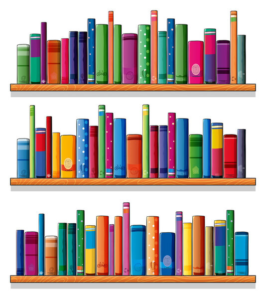 Деревянные полки с книгами