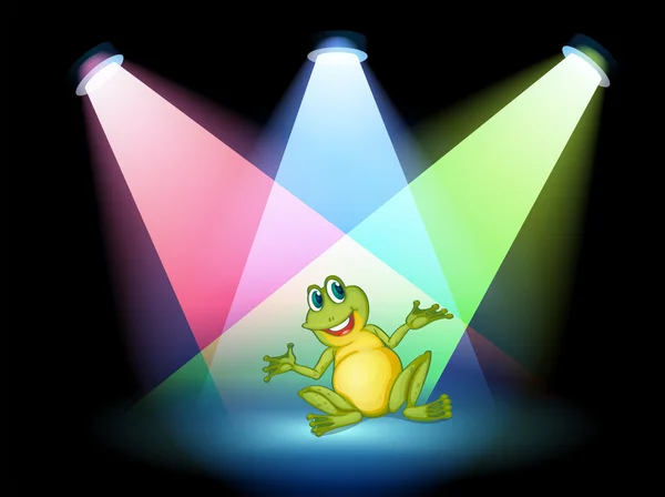 Una rana en el escenario con focos — Vector de stock