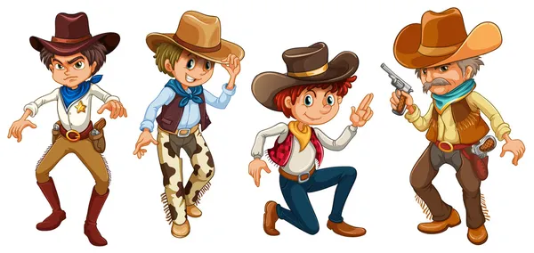 Four cowboys — Stock Vector