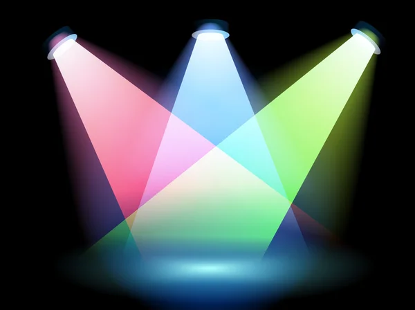 Three colorful spotlights — Stock Vector