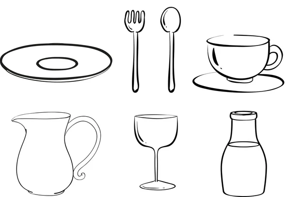 Silhouettes de vaisselle — Image vectorielle
