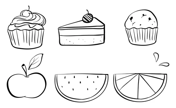 Doodle ensembles d'aliments différents — Image vectorielle