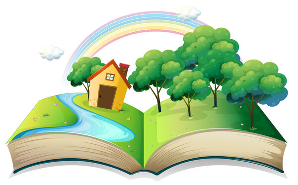 A book with a story of a house at the forest