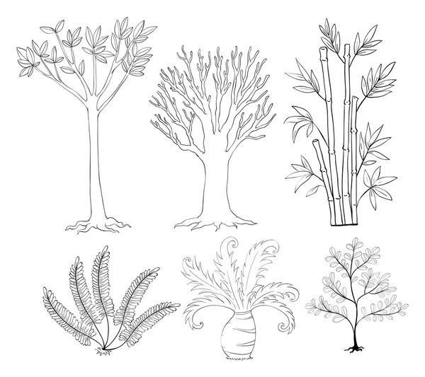 Doodle набір рослин — стоковий вектор