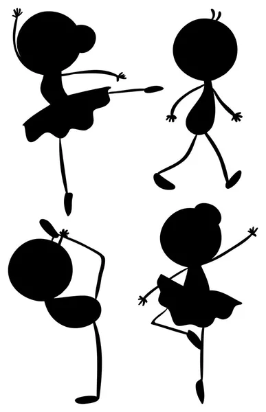 Silhouettes of a girl and a boy dancing — Stock Vector