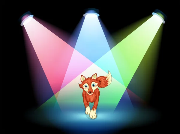 A fox at the stage with spotlights — Stock Vector