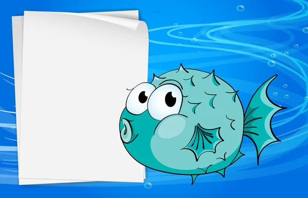 Un poisson près d'un papier sous la mer — Image vectorielle