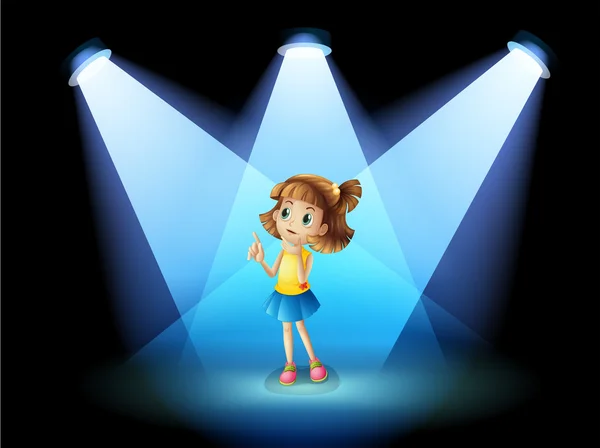 A girl standing in the spotlight — Stock Vector