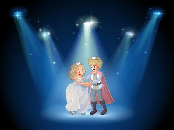 Un escenario con un príncipe y una princesa — Vector de stock