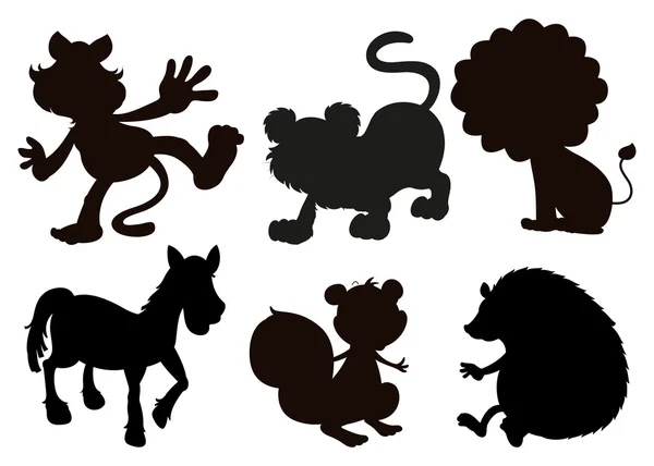 Animals in black colored images — Stock Vector