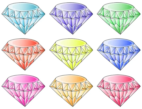 Different colors of diamonds — Stock Vector