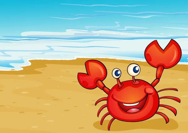 En krabba på havsstranden — Stock vektor