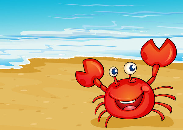 Краб на берегу моря.
