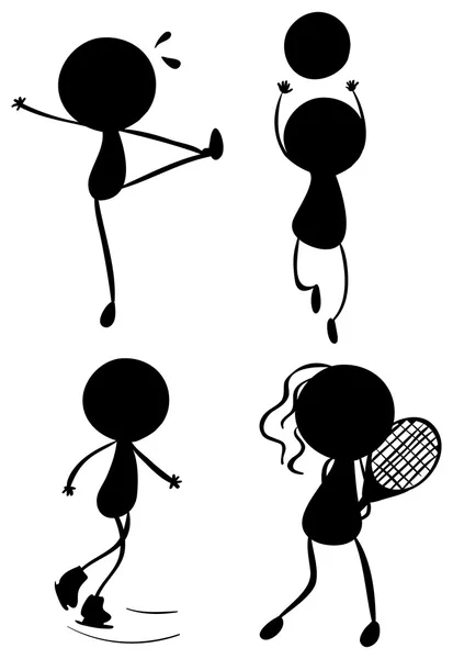 Силуэты игры с различными видами спорта Лицензионные Стоковые Иллюстрации