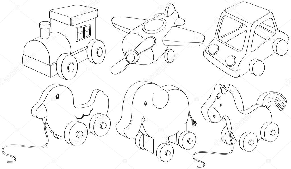 Doodle designs of toys