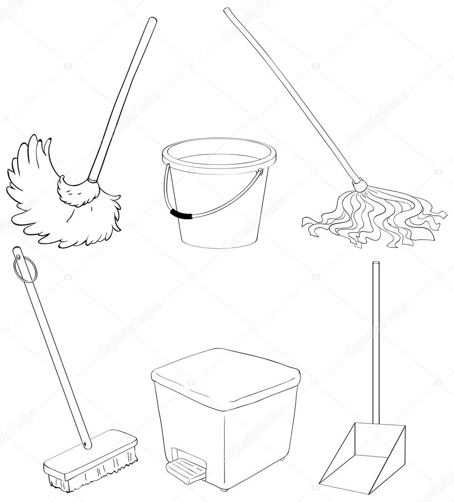 Silhouettes of the different cleaning materials