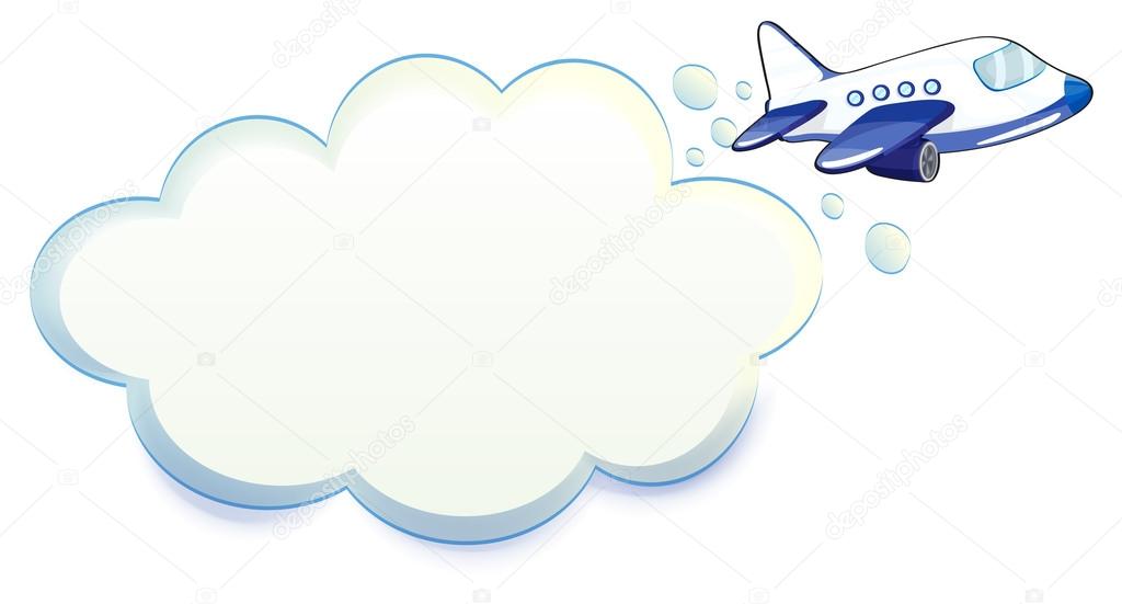 An airplane passing through the cloud