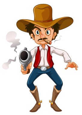 bir adam sigara ve silah