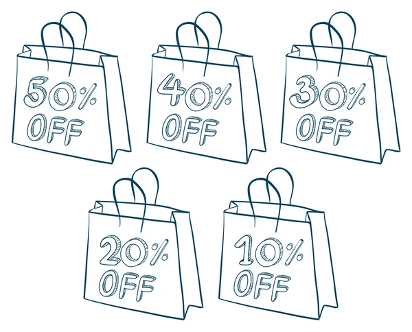 Paper bags with discounts — Stock Vector