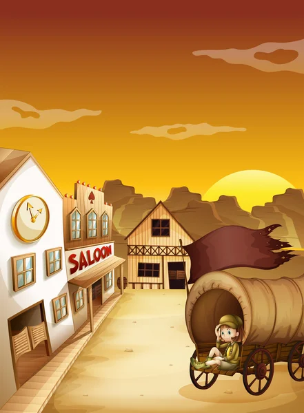 ahşap bir vagonda oturan bir kız