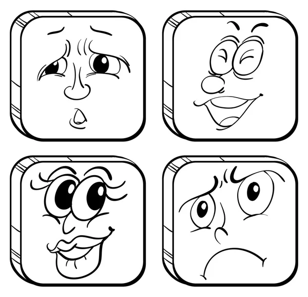 Doodle ontwerpen van gezichten in een kubus — Stockvector