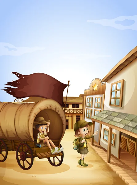 vagon yakınındaki iki çocuk