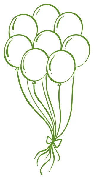 Een doodle set van groene ballonnen — Stockvector