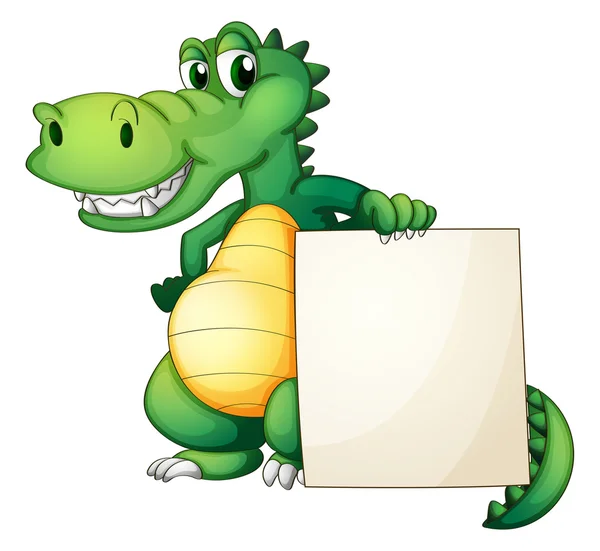 A crocodile holding an empty board — Stock Vector