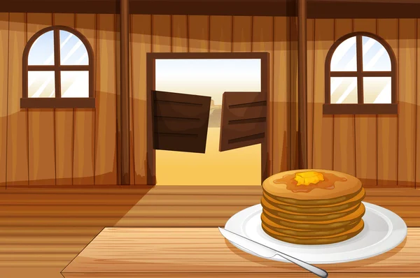 Een bord met pannenkoeken — Stockvector