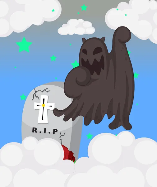 Un fantôme au cimetière — Image vectorielle