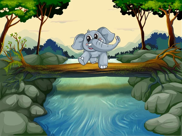 Слон, що перетинає річку — стоковий вектор
