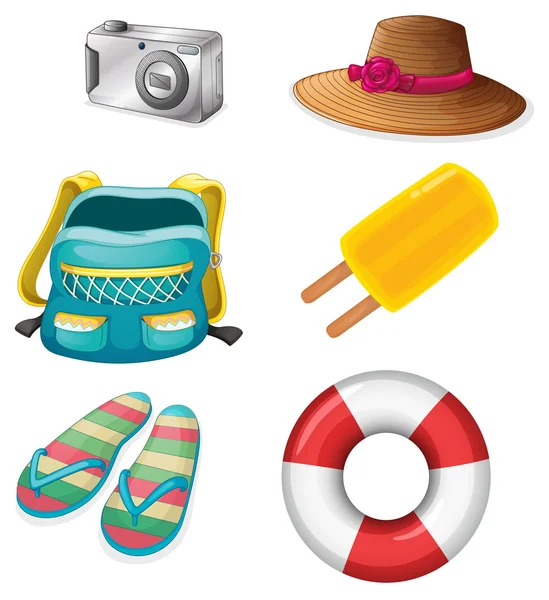 Different things ideal for summer outings — Stock Vector