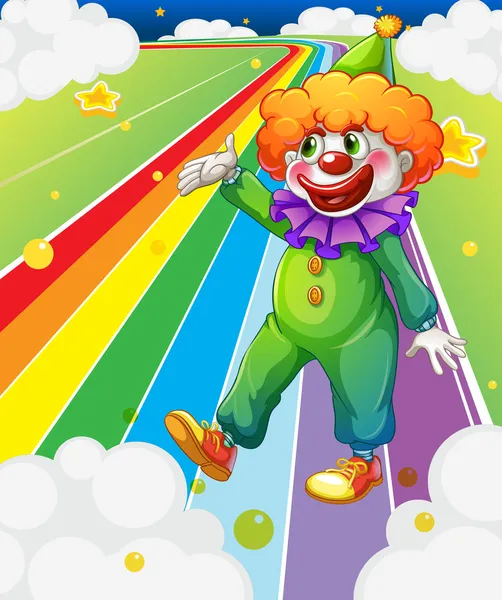 A clown standing in the colorful road — Stock Vector