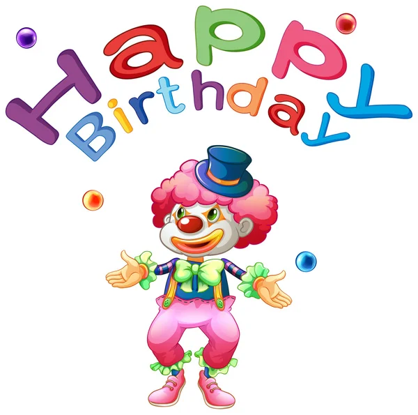 Een gelukkige verjaardag-sjabloon met een clown — Stockvector