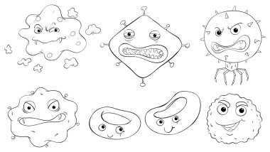 farklı canavarlar yüzleri Silhouettes