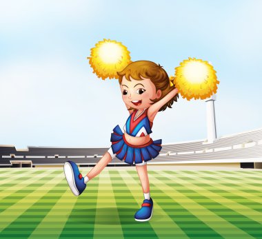 bir cheerdancer ile bir futbol sahası