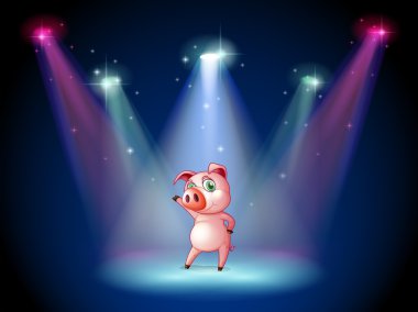 A stage with a pig at the center clipart
