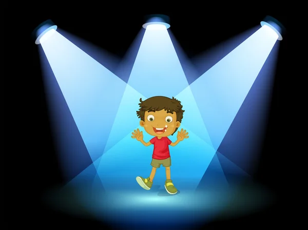 A little kid at the center of the stage — Stock Vector