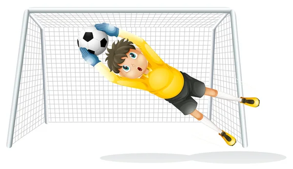 Een jongen oefenen om te vangen van de voetbal — Stockvector