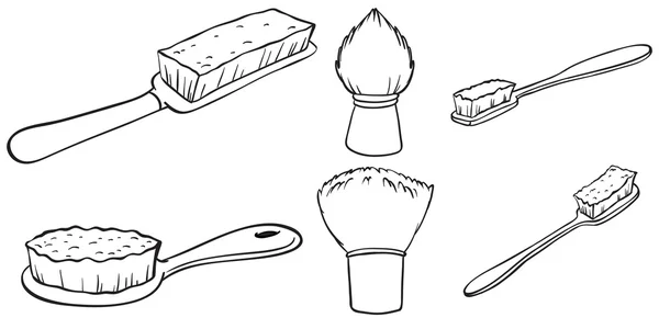 Siluetas de los diferentes cepillos — Vector de stock