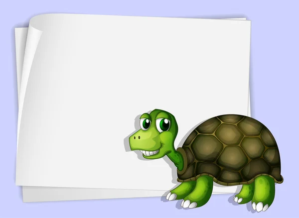 A turtle beside an empty paper — Stock Vector