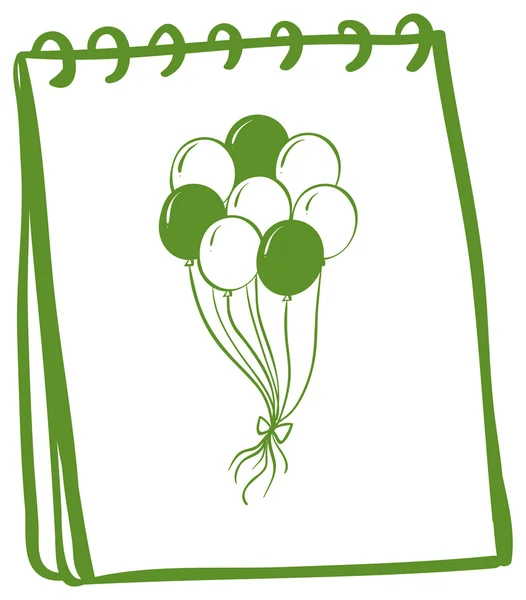 Un cuaderno con un dibujo de globos en la portada — Vector de stock