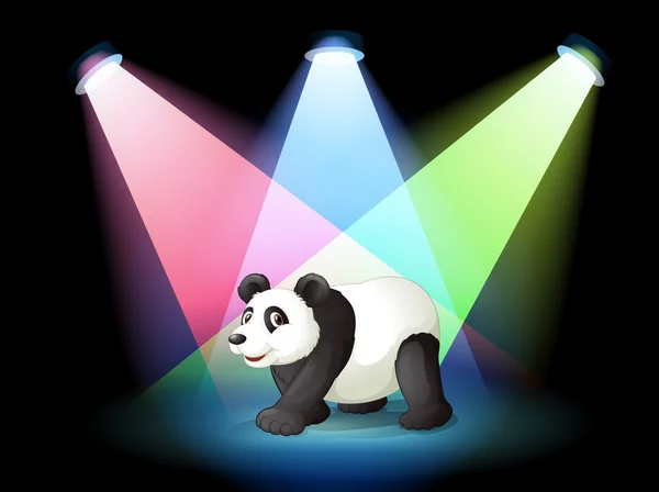 A stage with a giant panda — Stock Vector